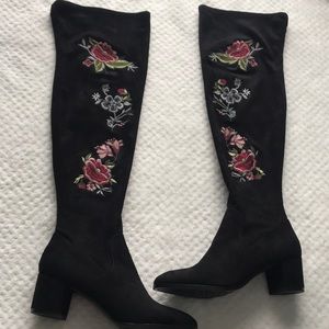 NEVER WORN Over the knee Embroidered Boots